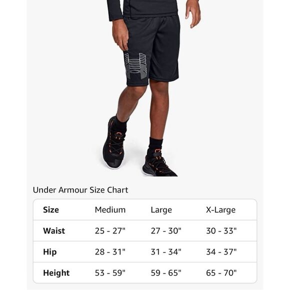 Under Armour Kids Black Shorts with Gray Accents Logo Sz  XL - Picture 10 of 12